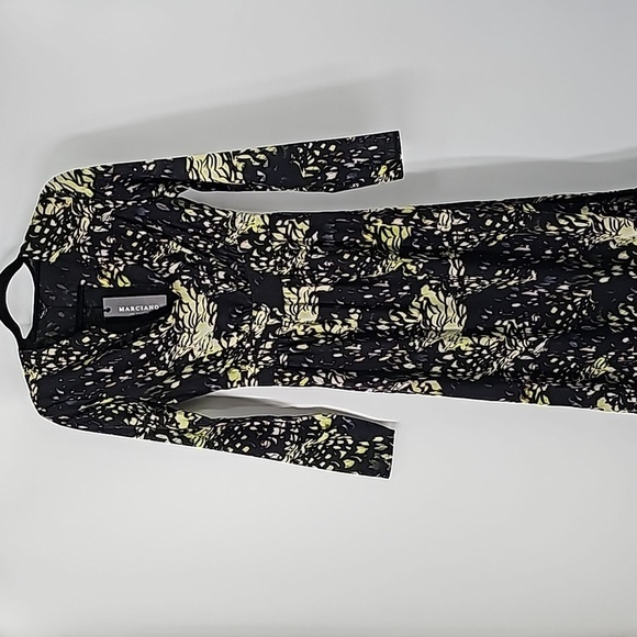 Marciano Black w Green Dark Forest Floral Deep Whimsigoth Vneck Maxi Dress - Picture 10 of 16